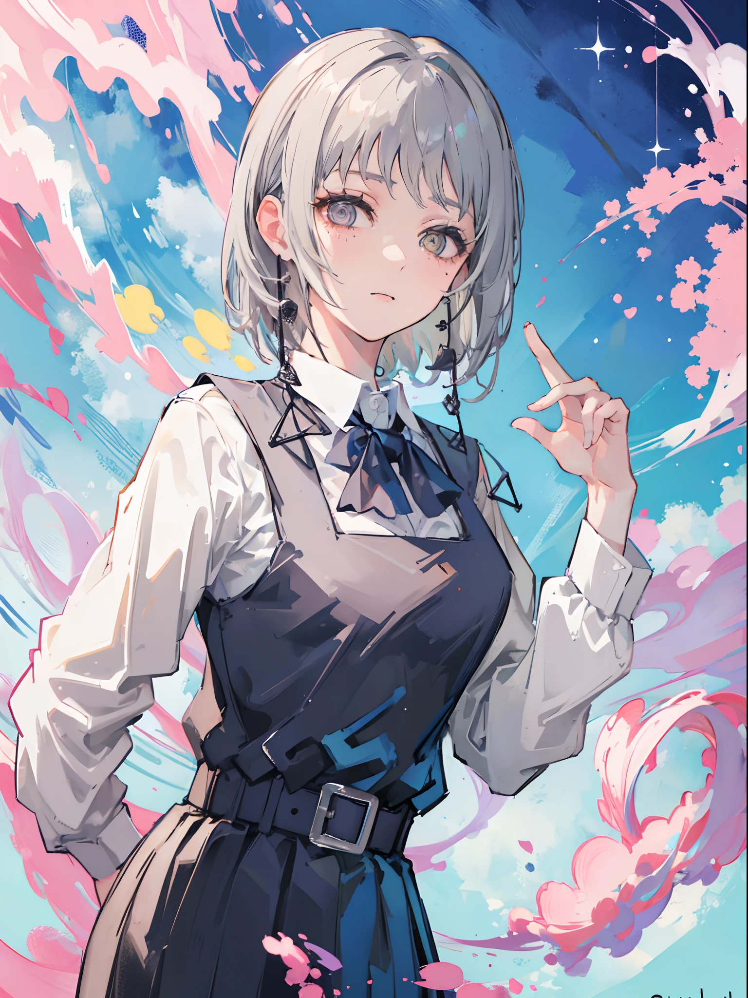 (top quality, best quality:1.2),(1girl:1.3), gray hair, Butterflys, jungle