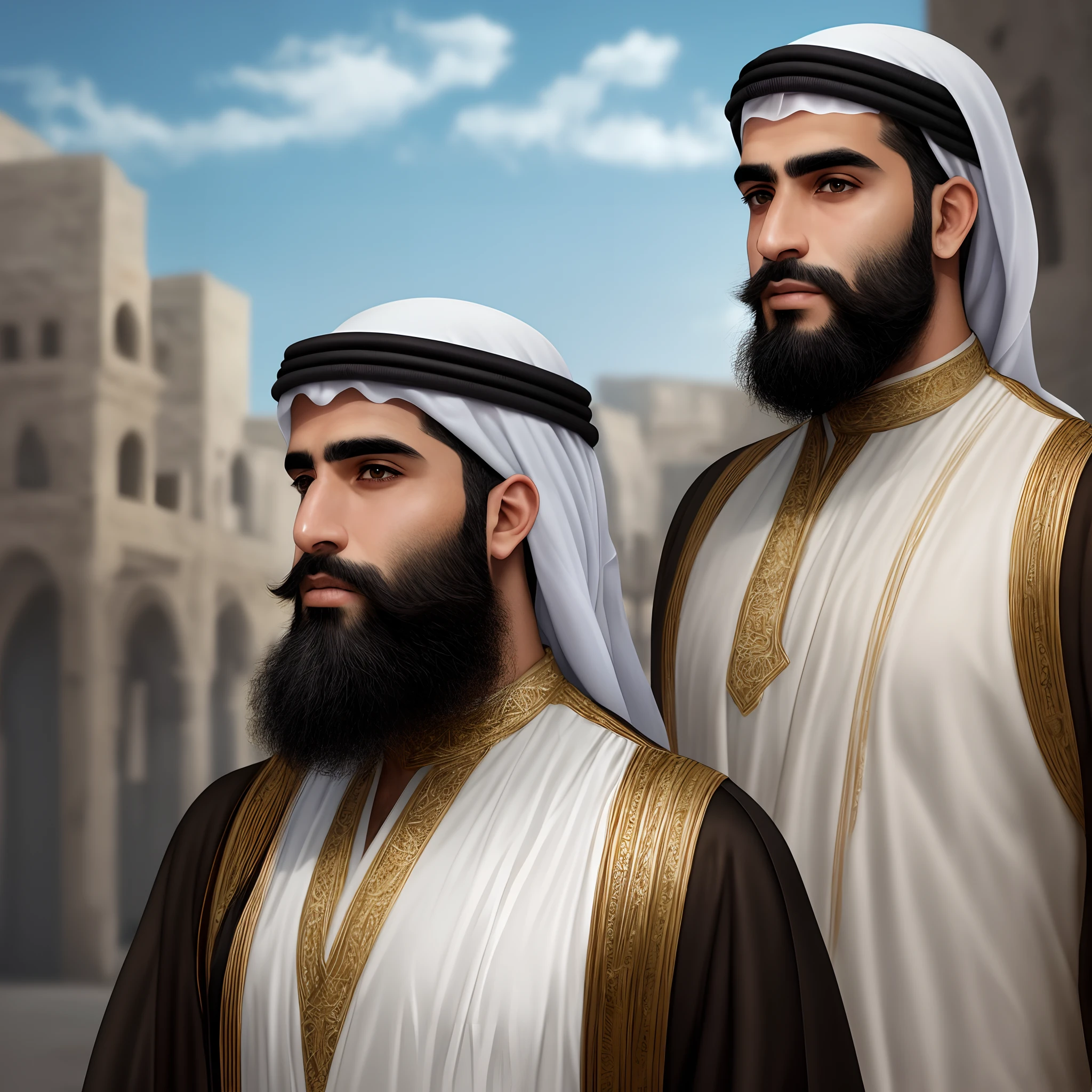 Arab man With beard and Futuristic background realistic face 8k ultra high quality hd