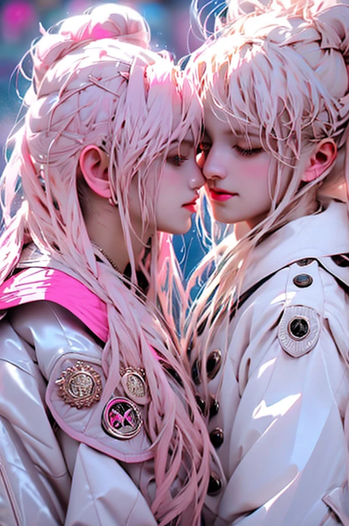 girls blonde hair closed eyes flak jacket jacket kiss multiple girls pink hair ponytail spiked hair yuri girls blonde hair closed eyes flak jacket jacket kiss multiple girls pink hair ponytail spiked hair yuri