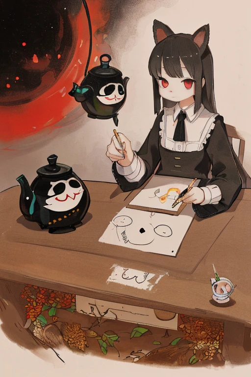 hot tea, surreal art, drawing, normal quality