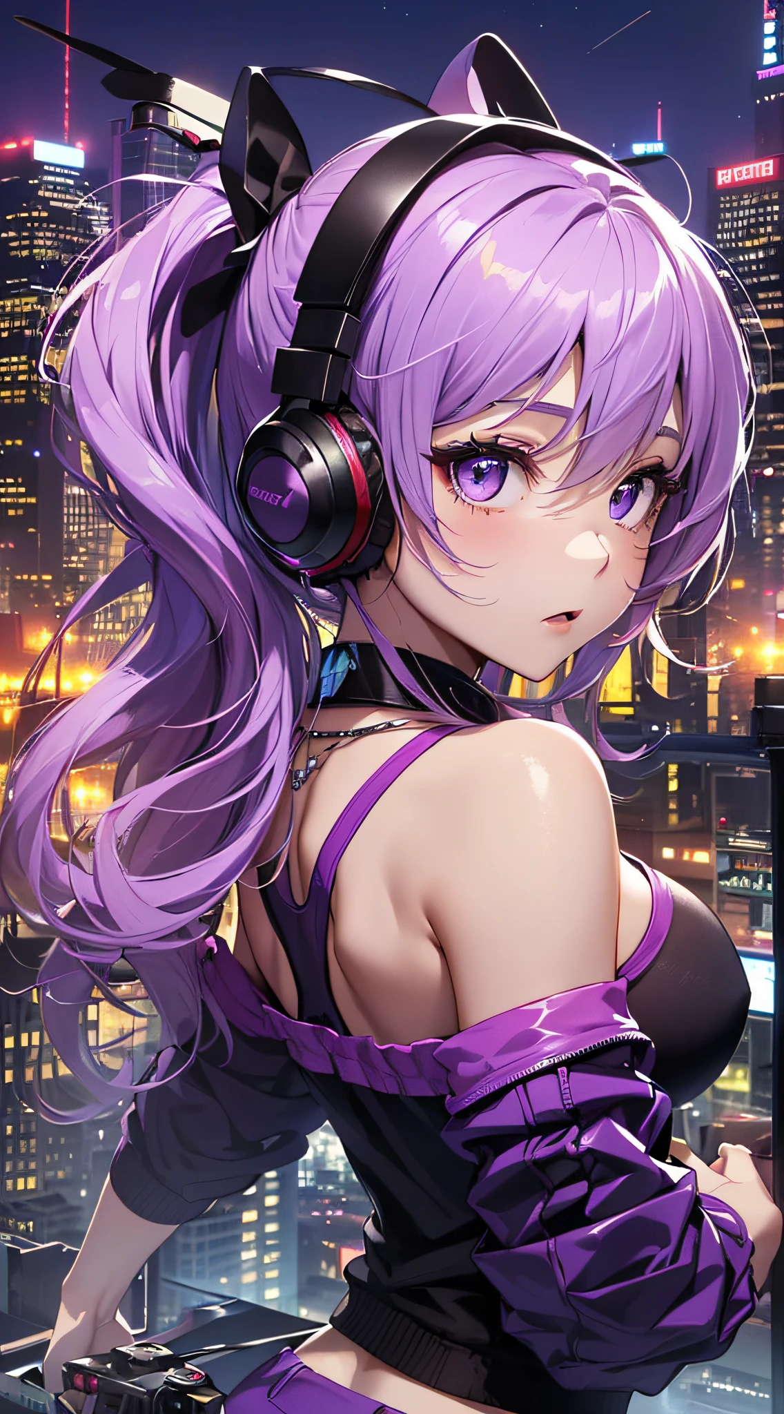 anime girl sitting on a bed with a purple light, nightcore, seductive anime girl, anime style 4 k, best anime 4k konachan wallpaper, anime cyberpunk art, official artwork, with glowing blue lights, 4k anime wallpaper, digital art on pixiv, anime wallaper, 8k high quality detailed art, anime moe artstyle, anime wallpaper 4k