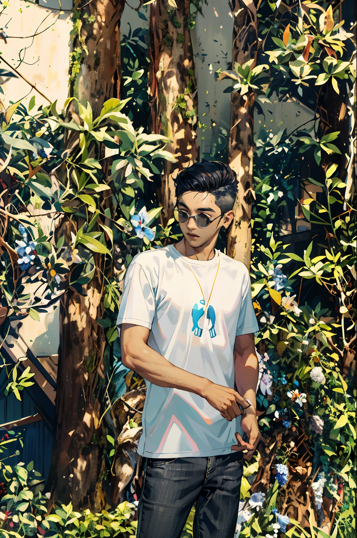 (absurderes, A high resolution, Ultra detailed, hdr), Masterpiece, Best quality, Handsome boy, Detailed face, Abs，Professional photo, The Alafed man is shirtless, Stand comfortably，standing on your feet，whole body picture，upper legs，small thighs，Long legs with their legs open, Focus on your audience,18 year old boy, Handsome boy, [ Firmly defined body ]，with fair skin，The light is even，Smooth shoulders，鎖骨，Short broken hair，Youth，Slim young handsome guy，White  socks，The crotch protrudes，Eight-pack abs，high qulity，high detal，Handsome，Realiy，large bulge，The upper body is naked，浴室， vivd colour， Sexual tension， Grease luster， cinmatic lighting ， wide angles， tmasterpiece， best qualtiy， ultra - detailed， 16k，