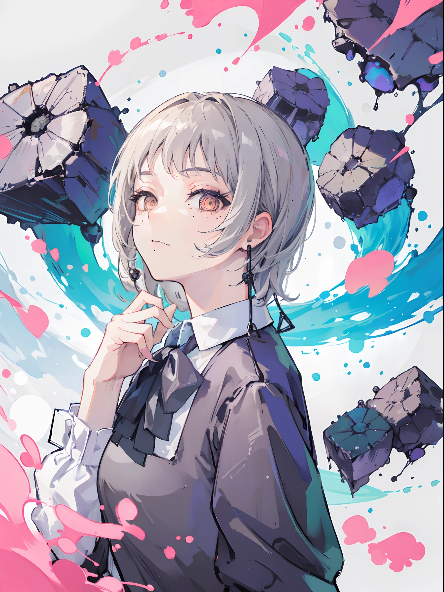 (top quality, best quality:1.2),(1girl:1.3), gray hair, Butterflys, jungle