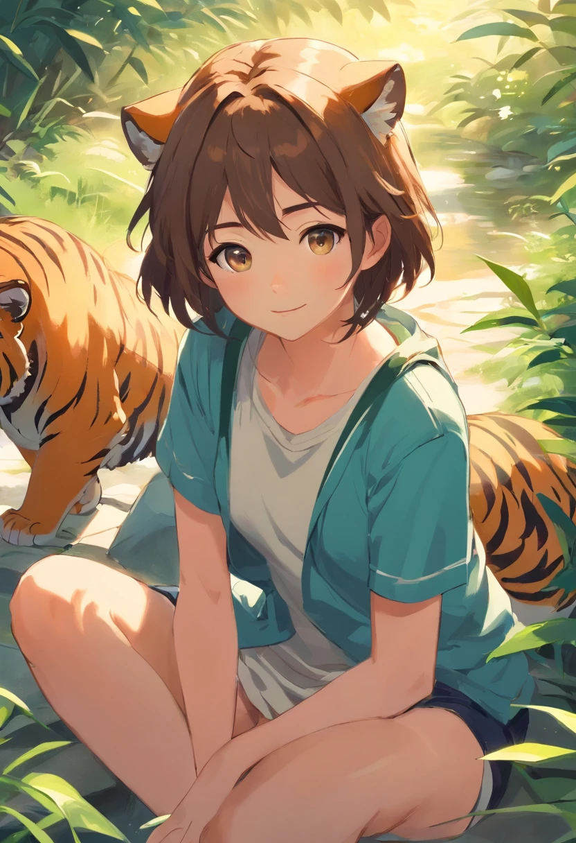 Q version of Tiger,cute artwork,digitial painting,Lovely detail