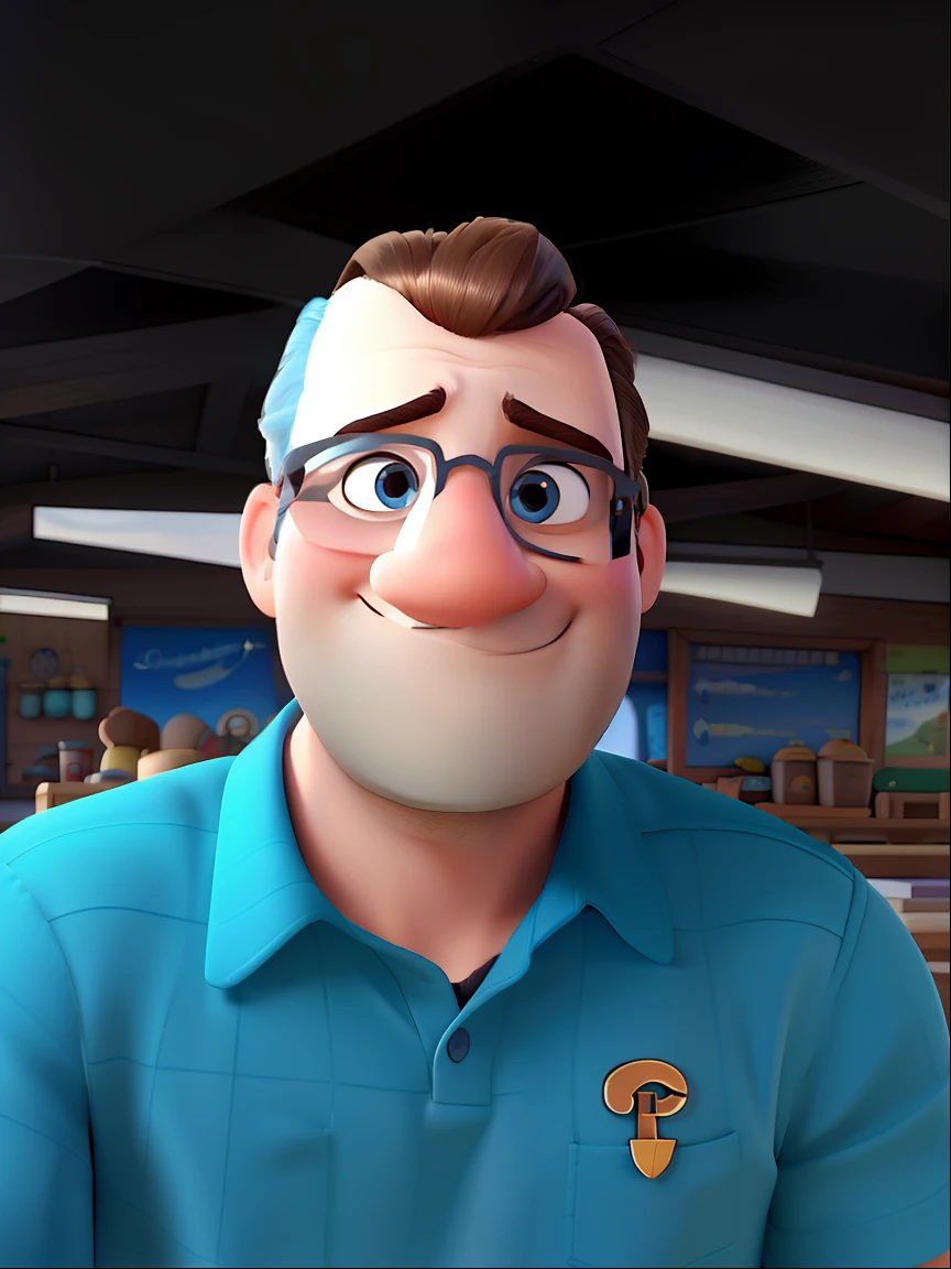 Um homem estilo Disney pixar, sem oculos, cabelo curto, Standard Nose, branco, alta qualidade, melhor qualidade