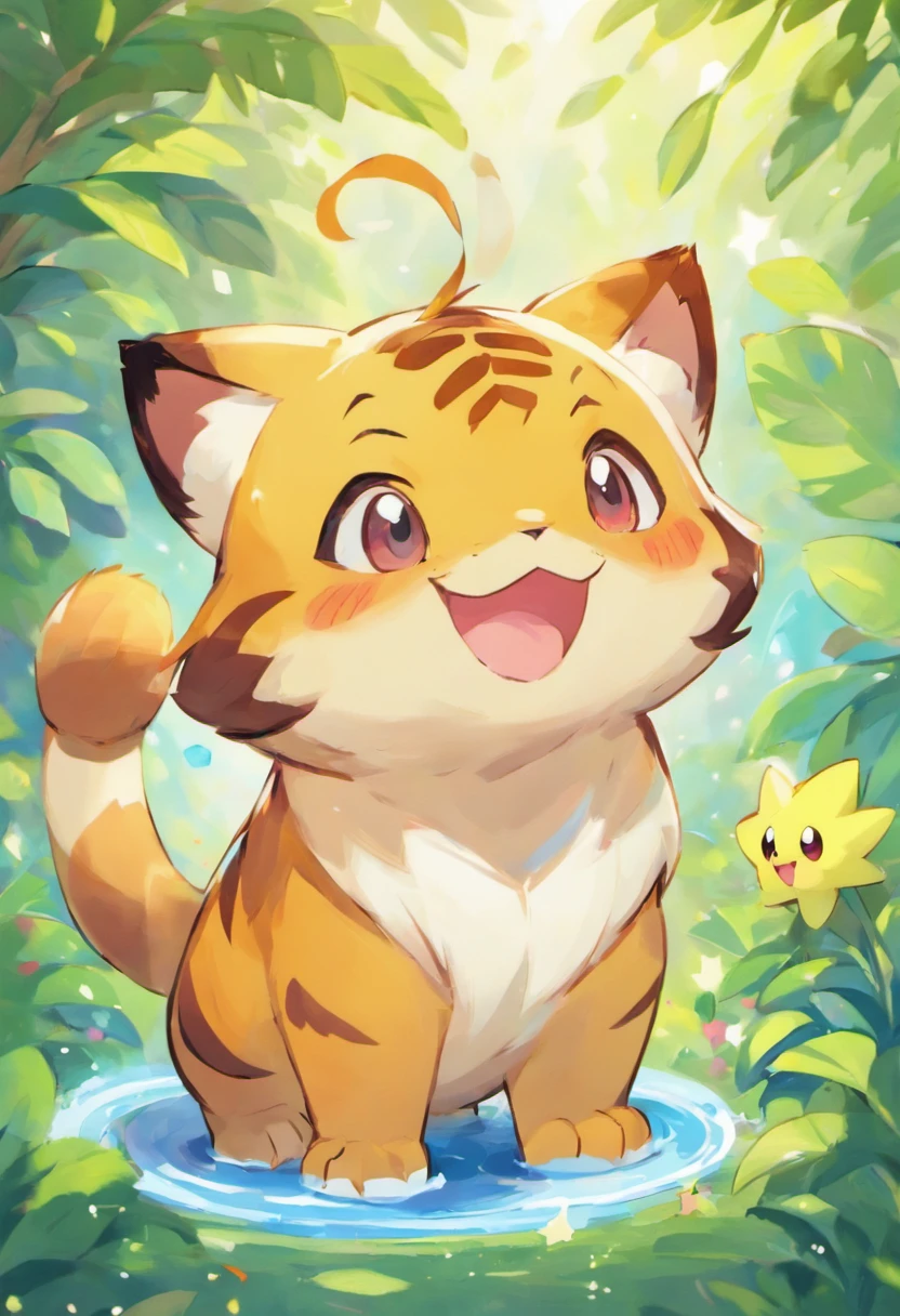 Q version of Tiger,cute artwork,digitial painting,Lovely detail