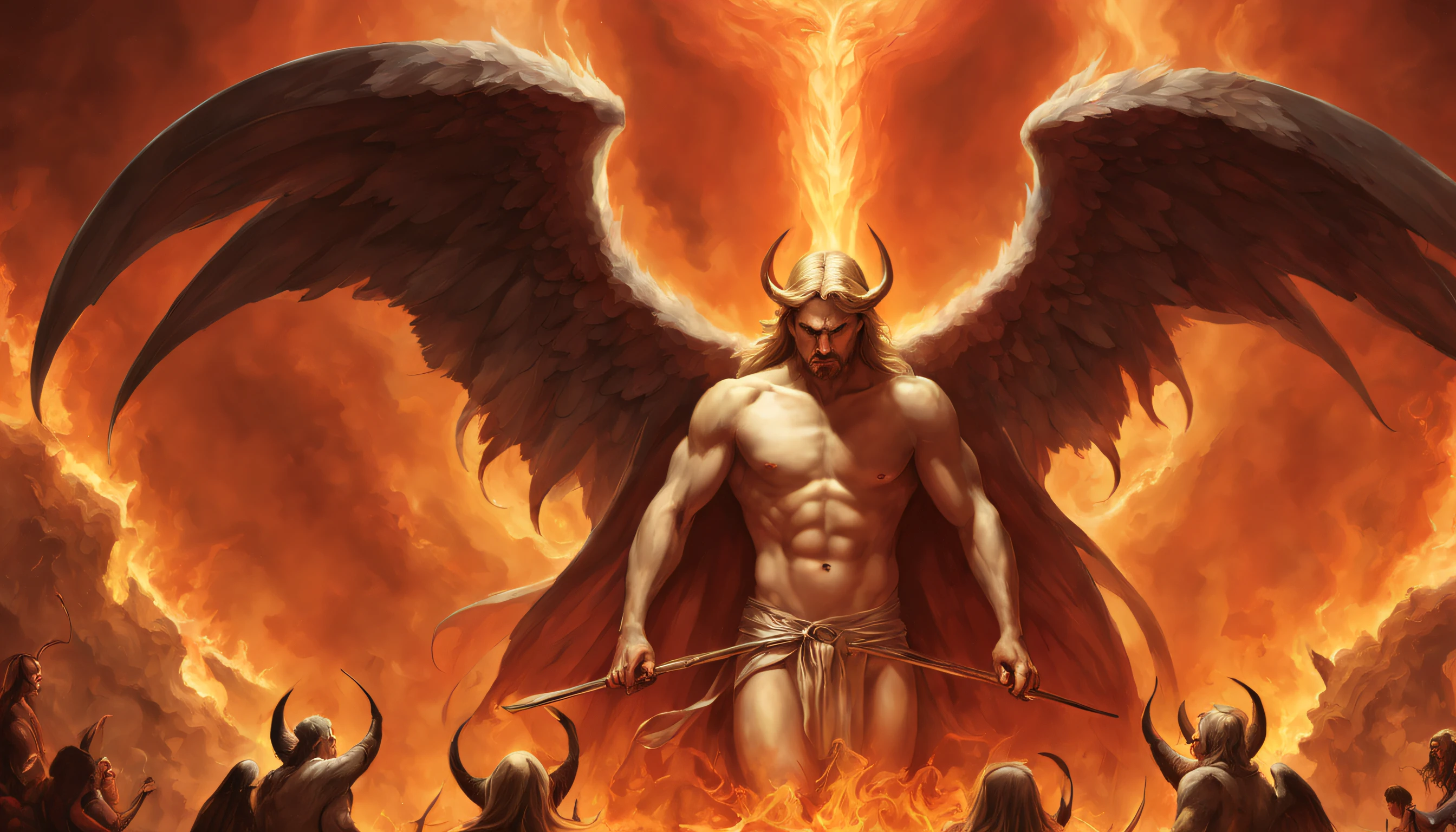 Lucifer and angels in hell