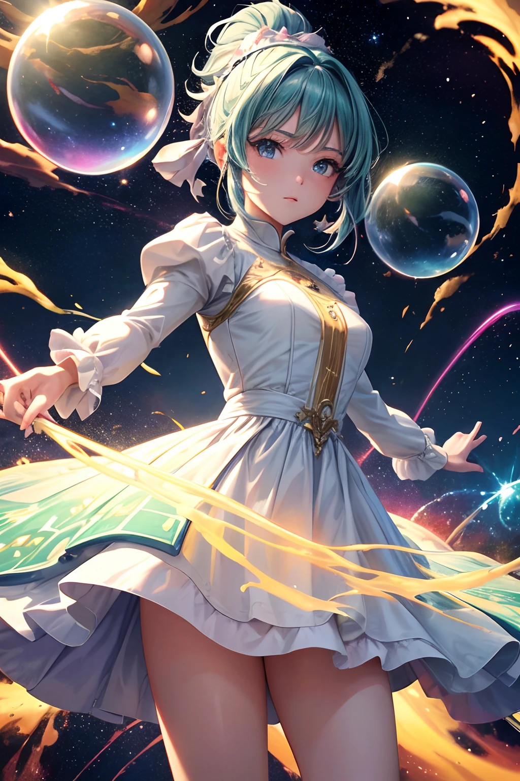 :paintbrush: Image created by **(masterpiece), (best quality), (ultra-detailed), 🖌️ Image created by 582763244939116554
\*\*(masterpiece), (best quality), (ultra-detailed), cactus anime lady dancing inside a bubble ultra realistic galactic cloud cross with lightning coming from her dress**