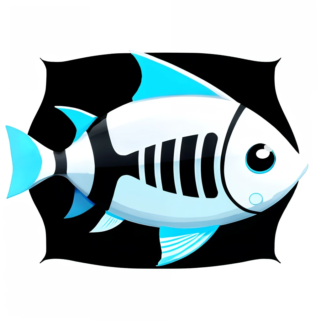 Cute fish black line white background perfectly centered minimum lines