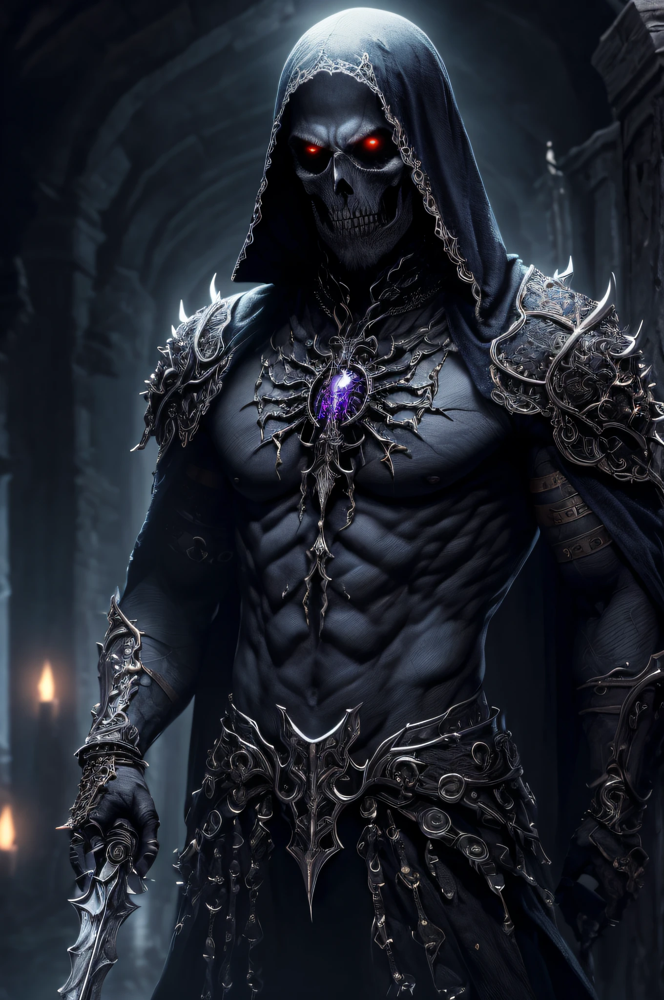 (extremely detailed 8k wallpaper),a medium shot photo of a fearful necromancer, intricate, high detail, dramatic