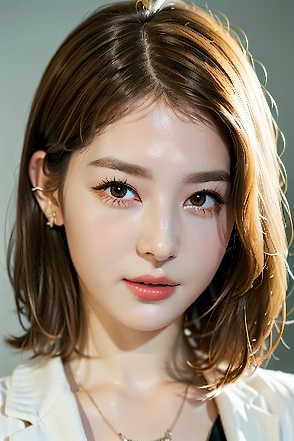 a photo of girl、shorth hair、blonde  hair、suits、 top-quality、realisitic、Photorealsitic、(intricate detailes:1.2)、(delicate detail)、(ciinematic light、best quality backlight)、Clear Line、foco nítido、Lifelike face、Detailed faces Unity 8K wallpapers、超A high resolution、(Photorealsitic:1.4)、looking at the viewers、