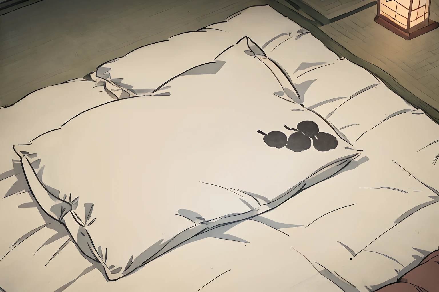 white futon, tatami, pillow, night time, no human,