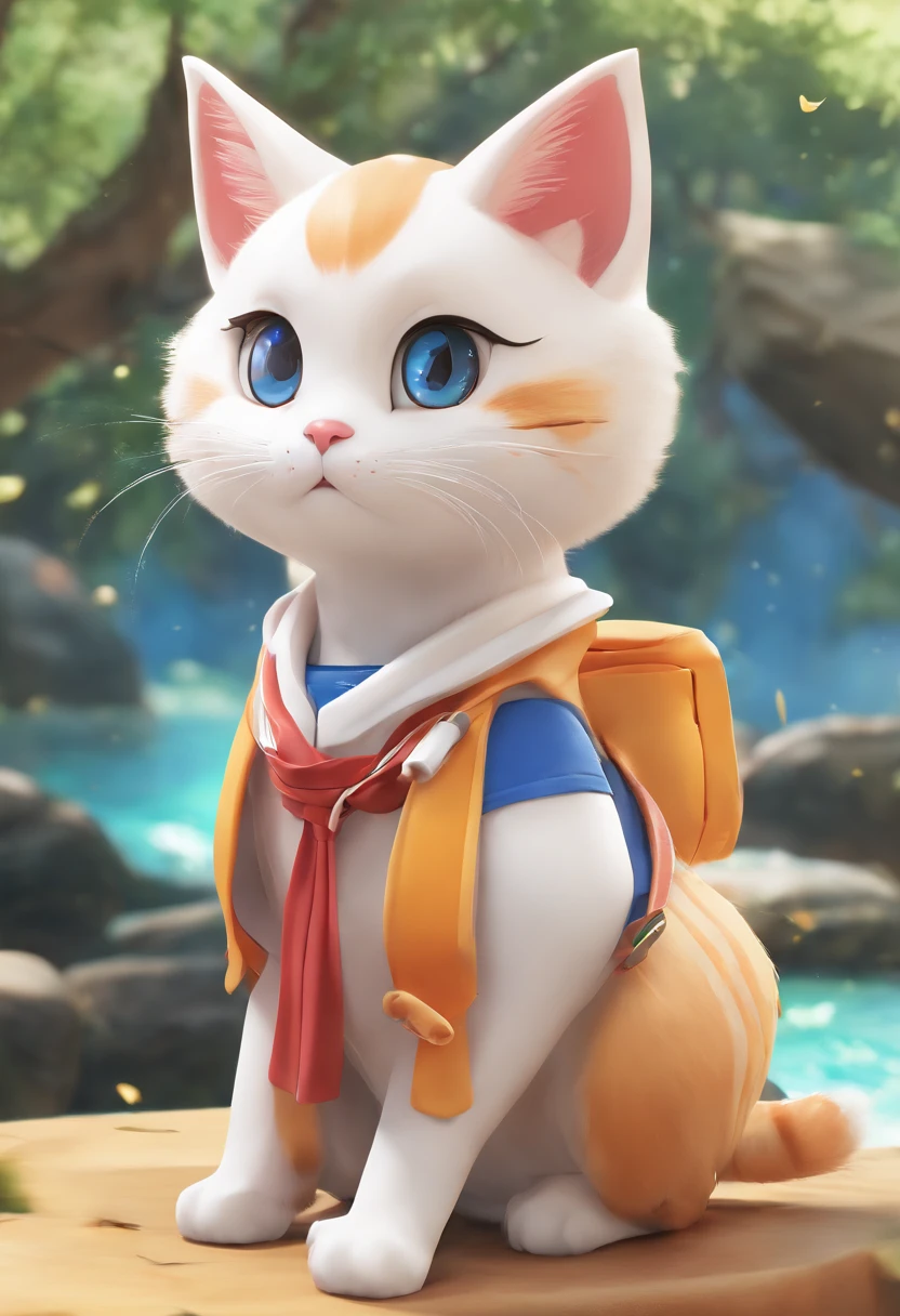 The anime cat wears a sailor suit and a blue jacket, lovely digital painting, Cute detailed digital art, furry character portrait, official character illustration, highly detailed character, official character art, cute character, Furry character, childrens art in artstation, cute 3 d render, realistic anime cat, 3 d render official art, world boss kitten, CGSesociety!, anime cat