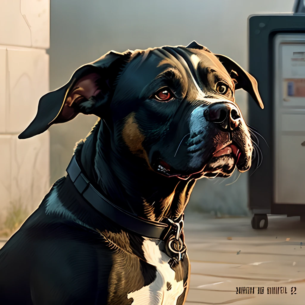 Sorcière avec son staffie noir