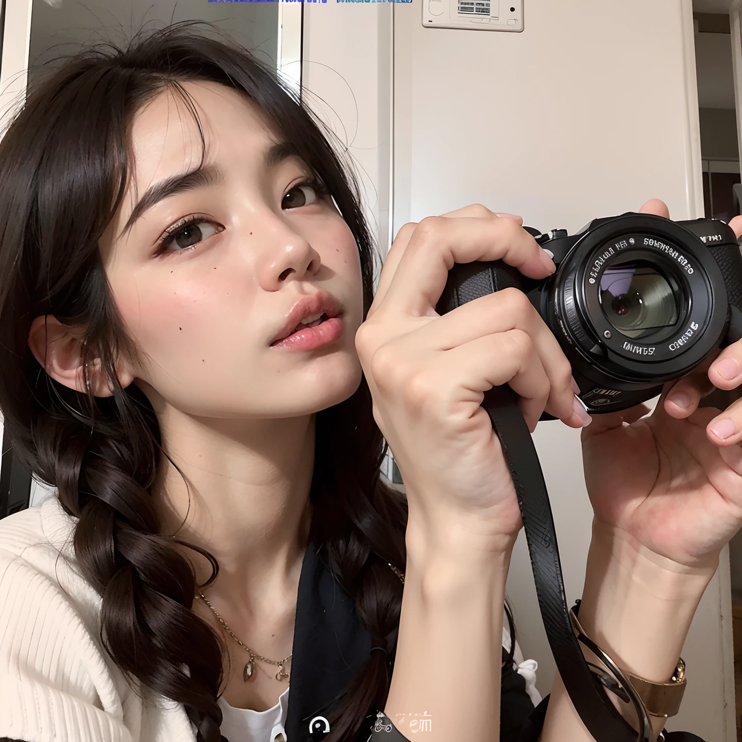 There's a woman taking a picture with a camera in a mirror, Ulzzang, Fotografia selfie 8k, Jinyoung Canela, fotografia], foto portait foto de perfil, Xintong Chen, fotografia ), Cai Xukun, fotografia selfie, Xision Wu, dilraba dilmurat, Sha Xi, taken in the early 2020s, Zmonzheng