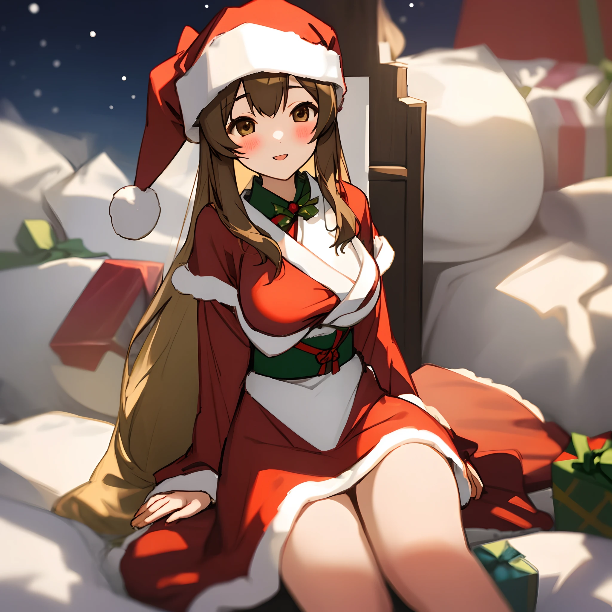 Santa Clothes Shoulder out present sitting Kamimei girl with 1人