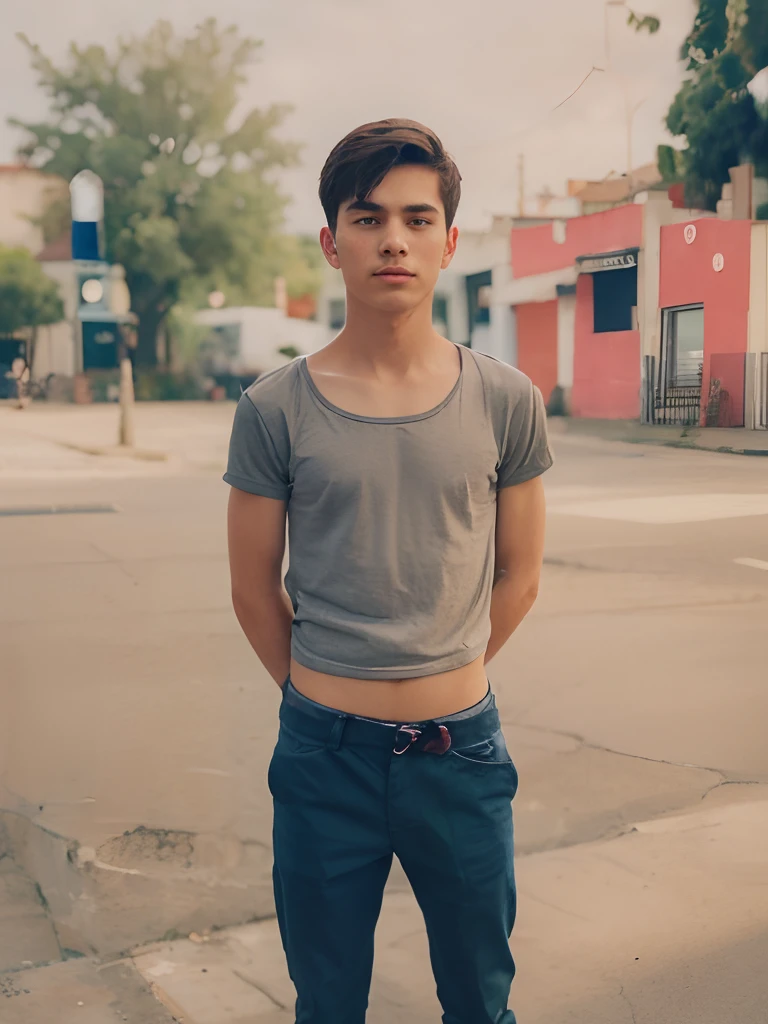 boy 10 yy wears a crop shirt and too very short mini shorts, beautiful legs, hot summer, highest quality, handcuffed ، scared