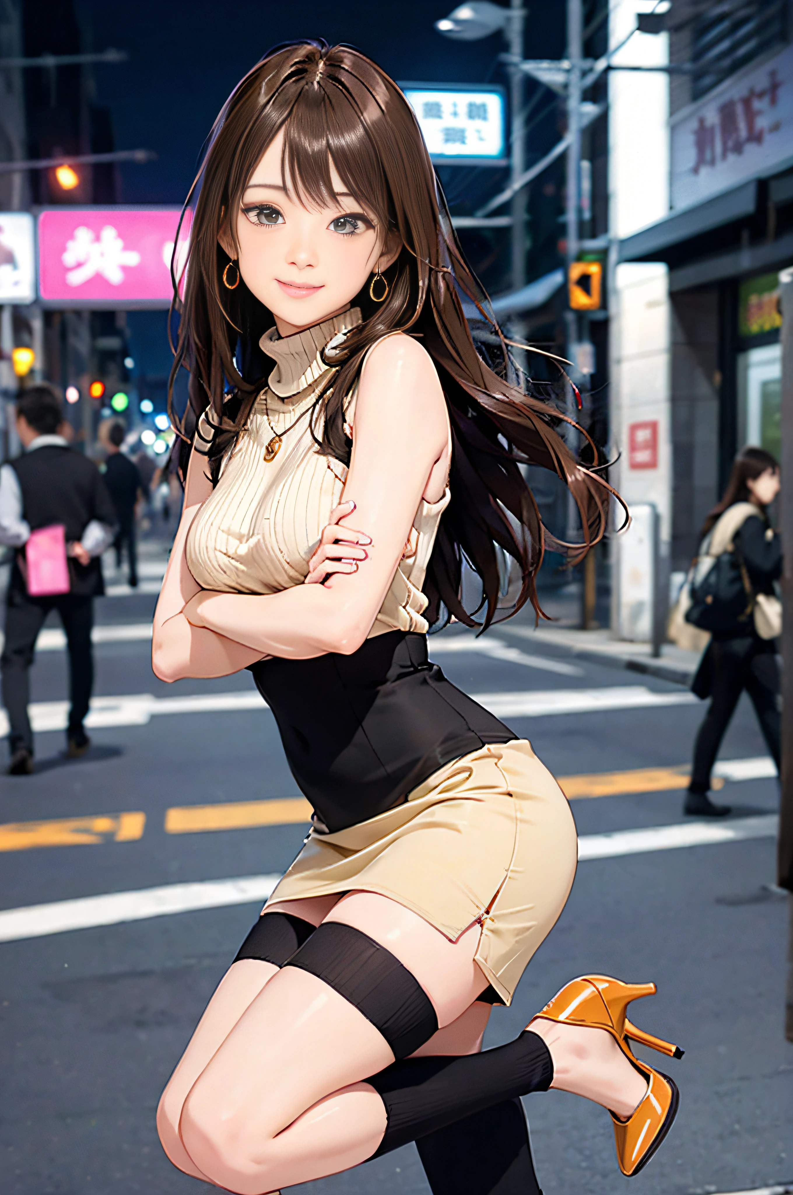 a women, blush, ecstasy face, earrings, necklace, straddling to hit her cute panties on the flat bar, open legs, raise leg, open mouth, (masturbation), large mall, ceiling, place where many people, (anime background),