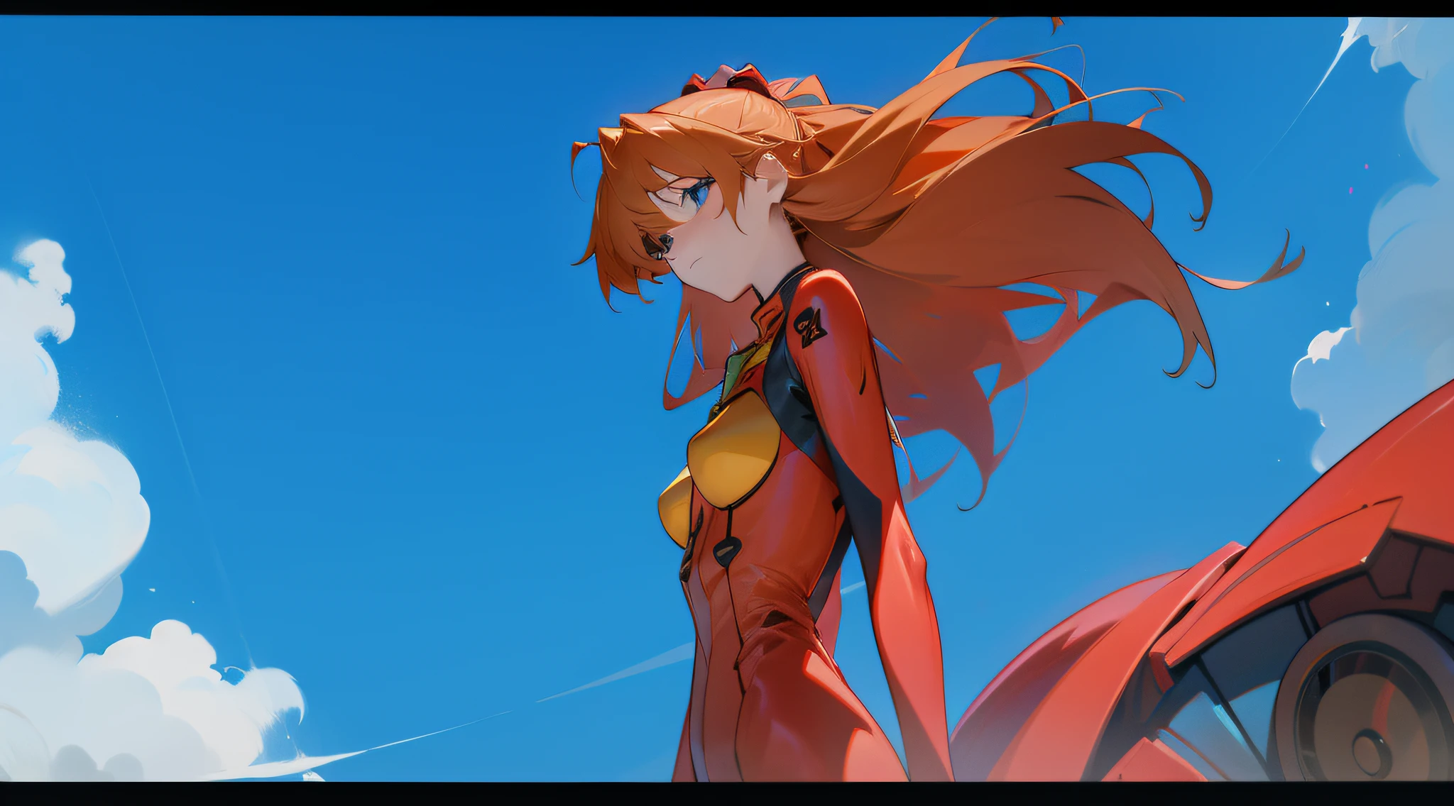 Per minute/minute action++ 2M Karras，asuka，a bust portrait of a girl，k hd，4K，face expressionless，style of anime，sideface，