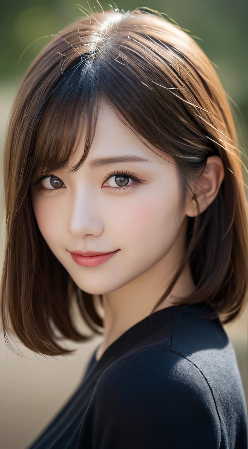 masutepiece, Best Quality, Illustration, Ultra-detailed, finely detail, hight resolution, 8K Wallpaper, Perfect dynamic composition, Beautiful detailed eyes, doress,Medium Hair, Big are visible, Natural Color Lip, Random and sexy poses,Smile,20 years girl