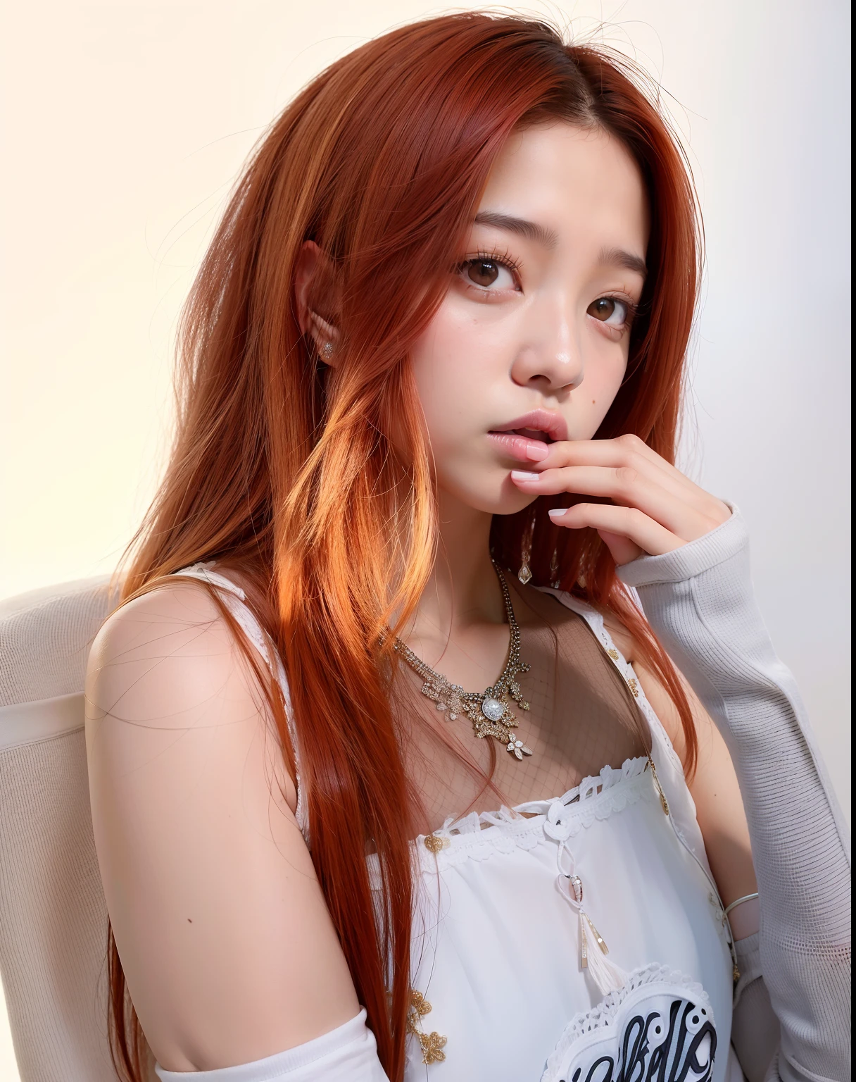 Hay una mujer con el pelo largo y rojo posando para una foto, Retrato de Jossi de Blackpink, Parque Roseanne de Blackpink, Jossi de Blackpink, Retrato Jisoo Blackpink, Sun Yunjoo, tzuyu de dos veces, Heonhwa Choe, Jisoo de Blackpink, Ella tiene el pelo largo redorange, Sakimichan, Jisoo de Blackpink