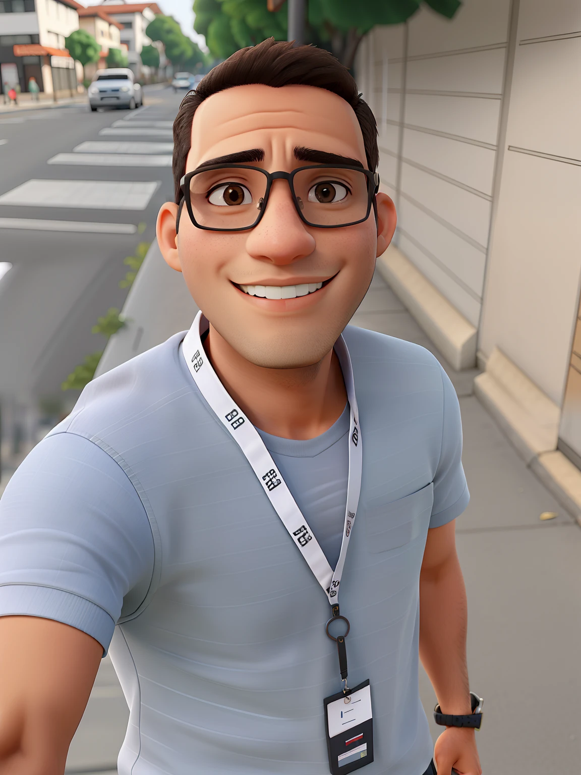 Jovem indo trabalhar na empresa Amorim assessoria, He's wearing glasses in an urban environment , na avenida onde passa carros