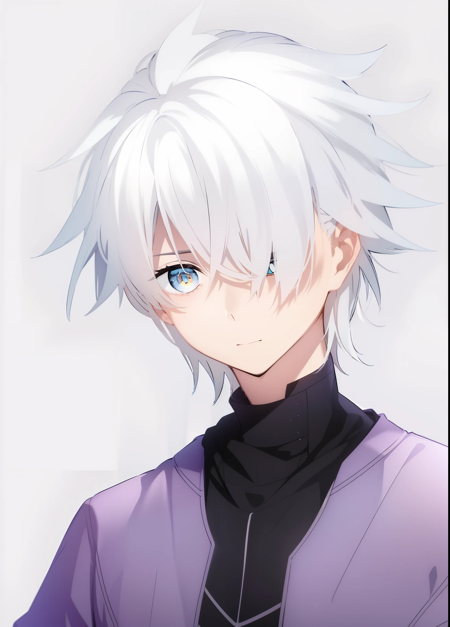 menino anime com cabelo branco e gravata preta e casaco azul e olhos brancos, Kaworu Nagisa, Killua Zoldyck cabelo branco, Killua Zoldyck Retrato, Hajime Yatatate, personagem de anime masculino, Killua Zoldyck, jovem homem de anime, cabelos brancos, cara de anime alto com olhos brancos, ele tem cabelos grisalhos brancos,