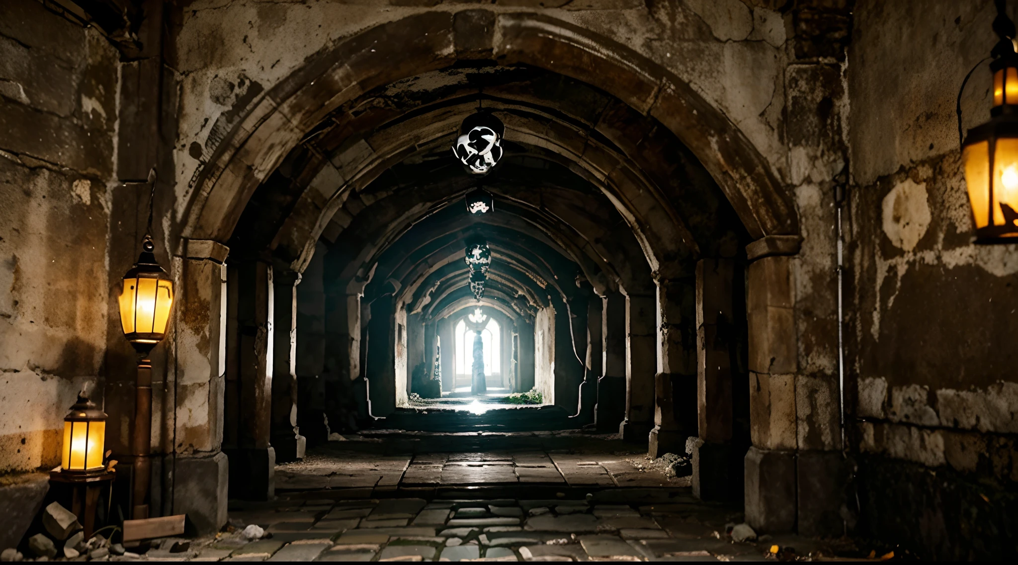 (best quality,4k,8k,Altas,master part:1.2),ultra-detalhado,(Realistic,fotorrealista,photo-realistic:1.37),HDR,UHD,studio lighting,pintura ultrafina,foco nítido,Physically-based rendering,extreme detail description,profissional,vivid colors,Bokeh,horror,arquitetura,monumental,antigo,cores vibrantes,atmosfera escura,Gloomy Illumination,aventura,Wonderland,escala real,Long tunnel with arched entrance,paredes de pedra meticulosamente esculpidas,atmosfera assustadora e misteriosa,Twist and turn path,Ruined statues of mythical creatures,coberto de trepadeiras rasteiras e musgo,Strange symbols engraved on the walls,Skulls and skeletons scattered on the ground,teias giradas entre os pilares,aroma empoeirado e persistente de segredos antigos no ar,Flickering torches casting flickering light,Pilares que parecem guardar segredos, um sentimento de pressentimento e curiosidade,leading to a hidden temple full of ancient relics,onde uma aranha gigante repousa em sua teia,esperando a chegada de aventureiros desavisados.