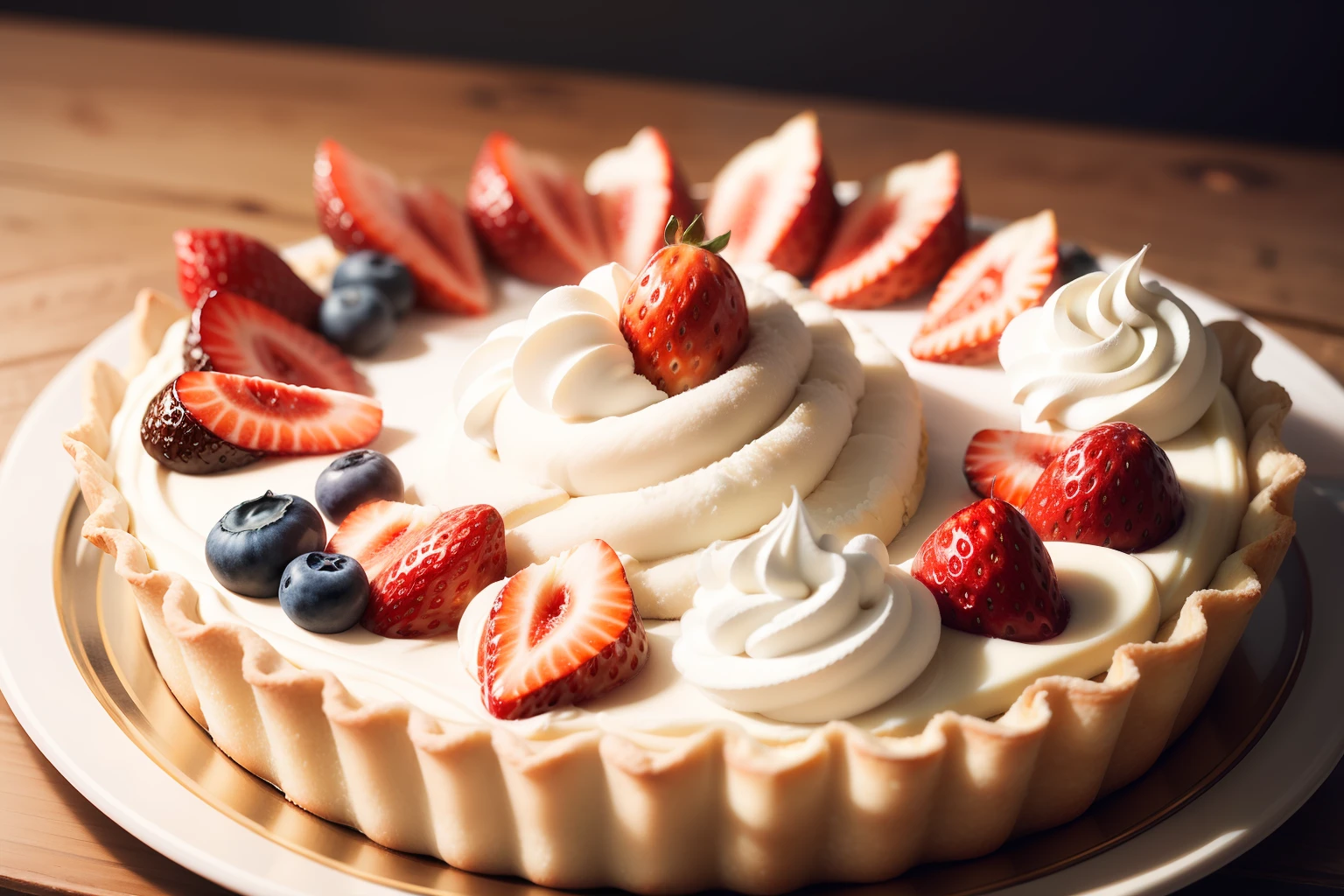 pastel, Fresh Cream Tartle with fruit Strawberry tart jam, honey, delicious, delicious ornate cut 1 Cut blueberry