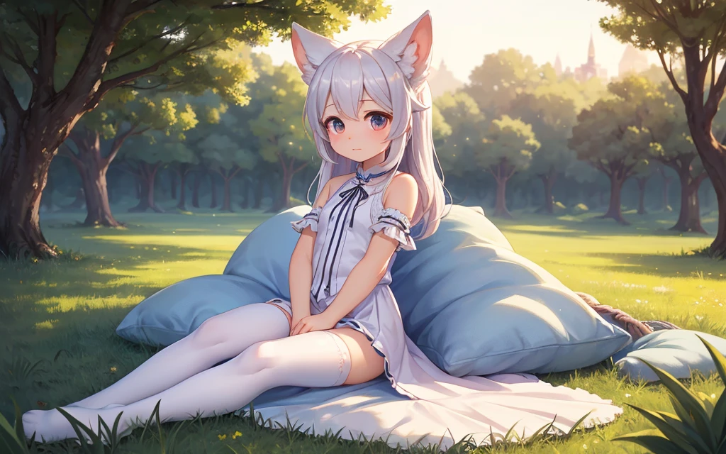 Anime girl lying on grass with legs crossed, White Cat Girl, cute anime catgirl, beautiful anime catgirl, Very Beautiful Anime Cat Girl, Seductive Anime Girl, white - haired fox, attractive cat girl, anime catgirl, white ( Cat ) girl, Anime girl with cat ears, neferpitou, guweiz on pixiv artstation