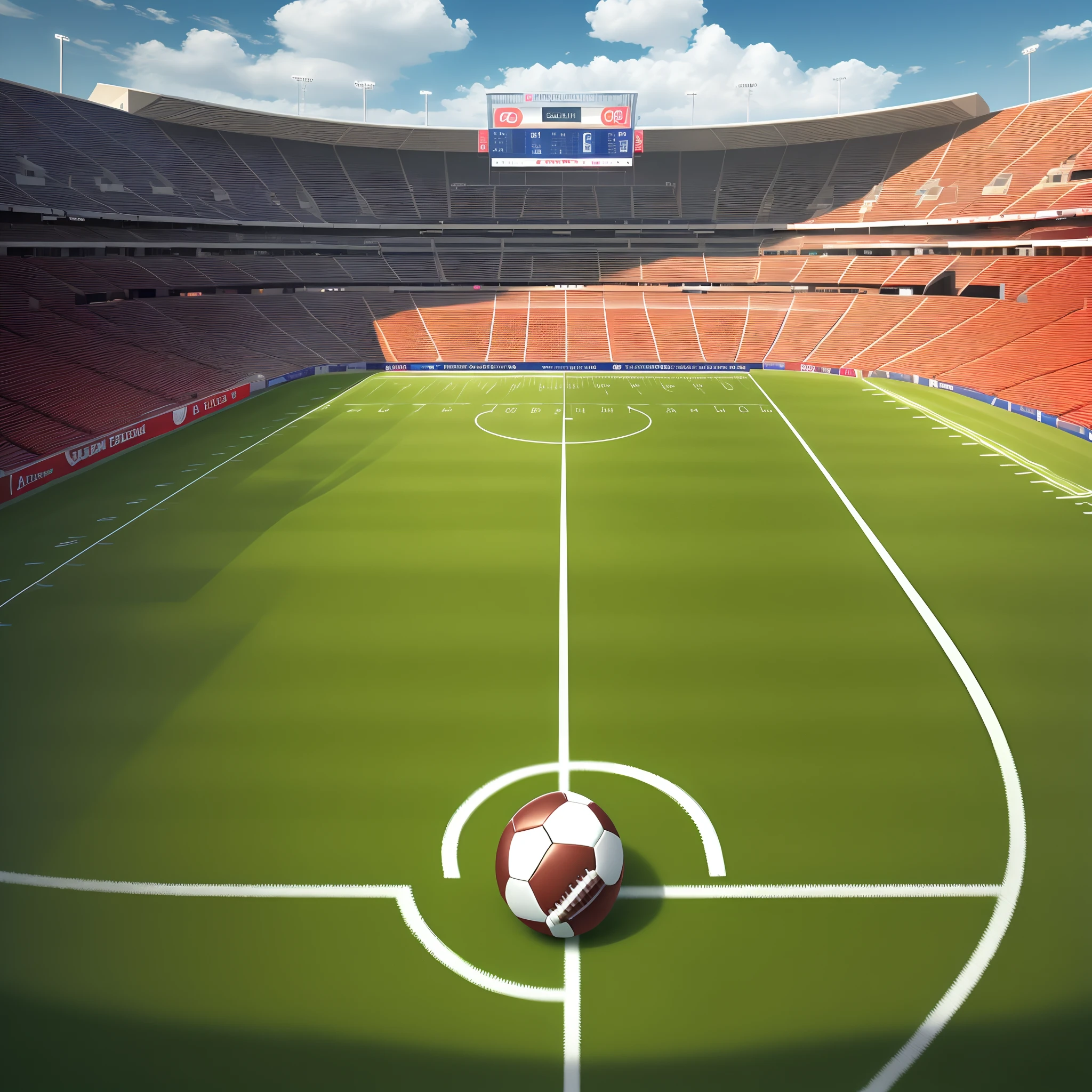 Create an image with an optical illusion related to a football field