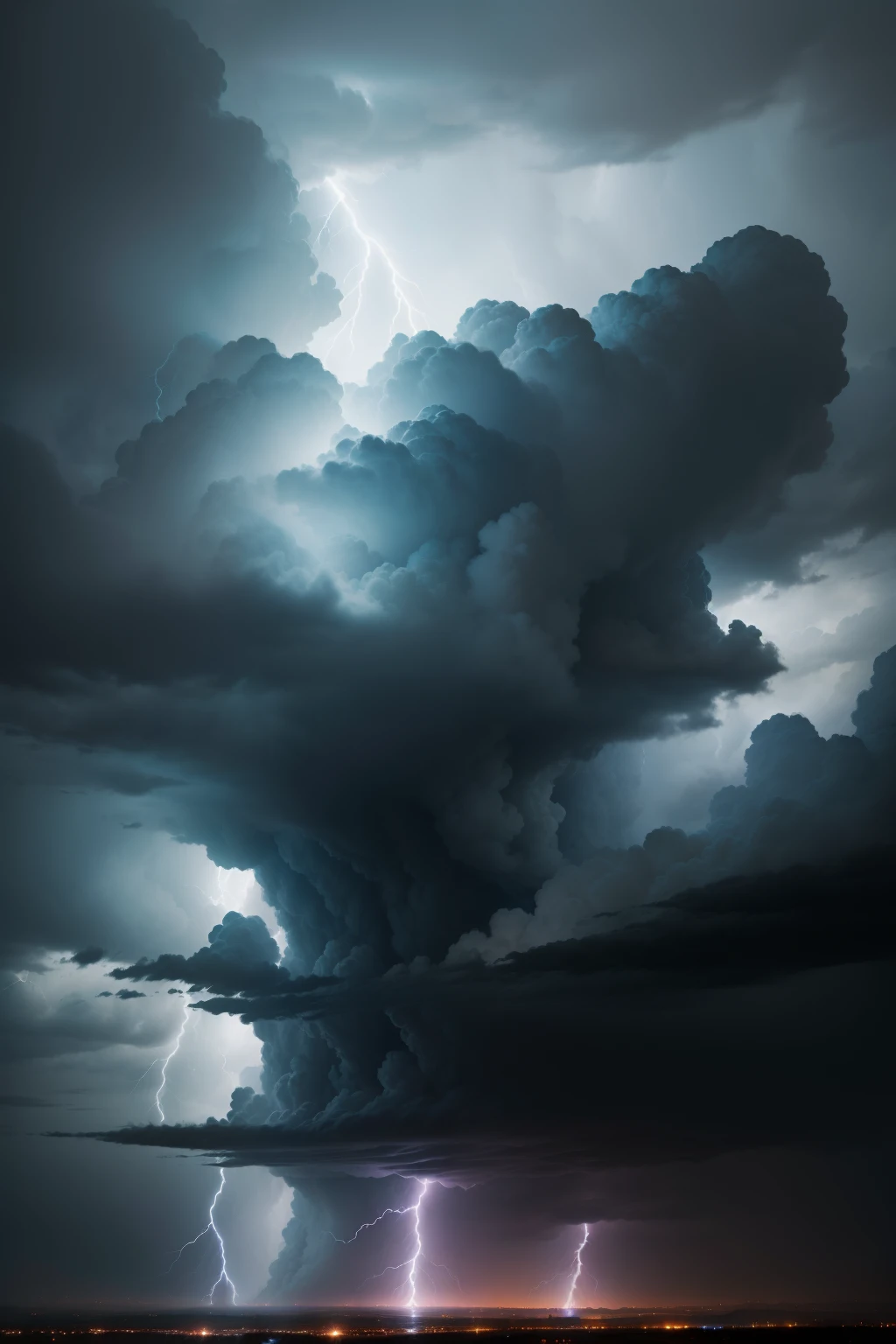 Stormy sky dark clouds thunder lightning