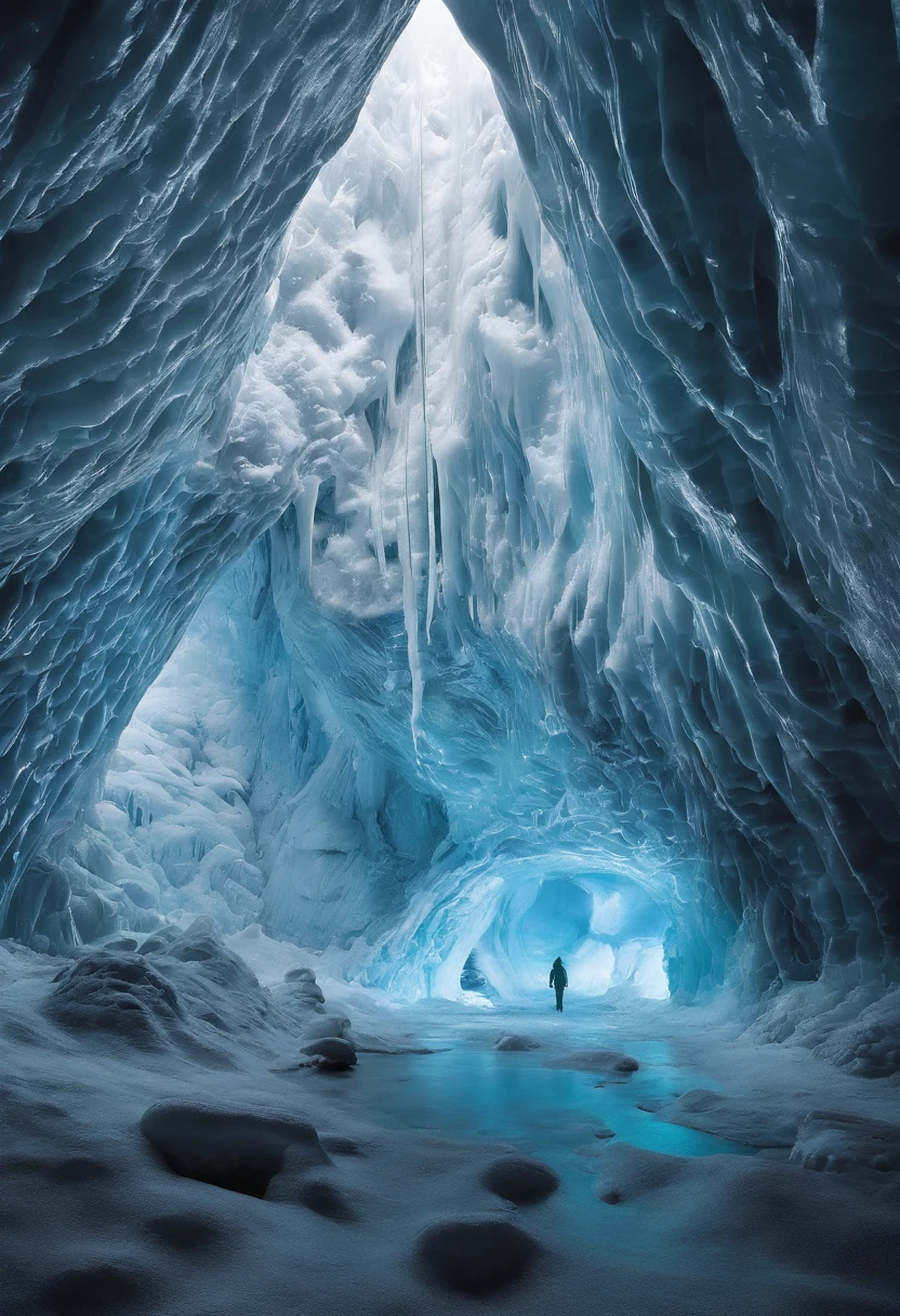 ice cave、Transparent Ice Wall、Search for alien eggs、Enter an unknown cave in search of alien eggs。