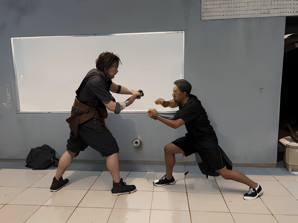 Star Wars A Luke fighting a Sith It's windy there's a storm in black robes