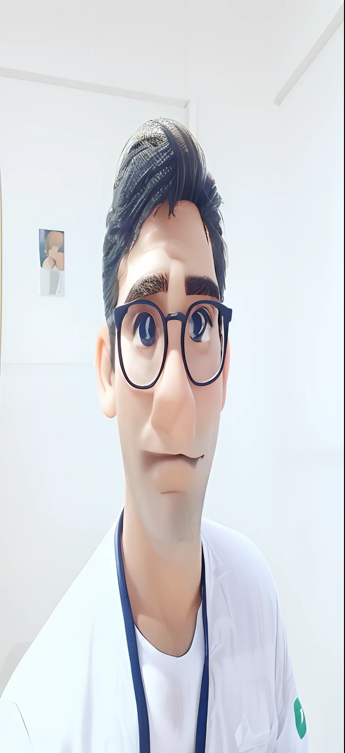 Quero um desenho de um homem de 28 anos, cabelo castanho escuro medio com um blazer e oculos arredondado