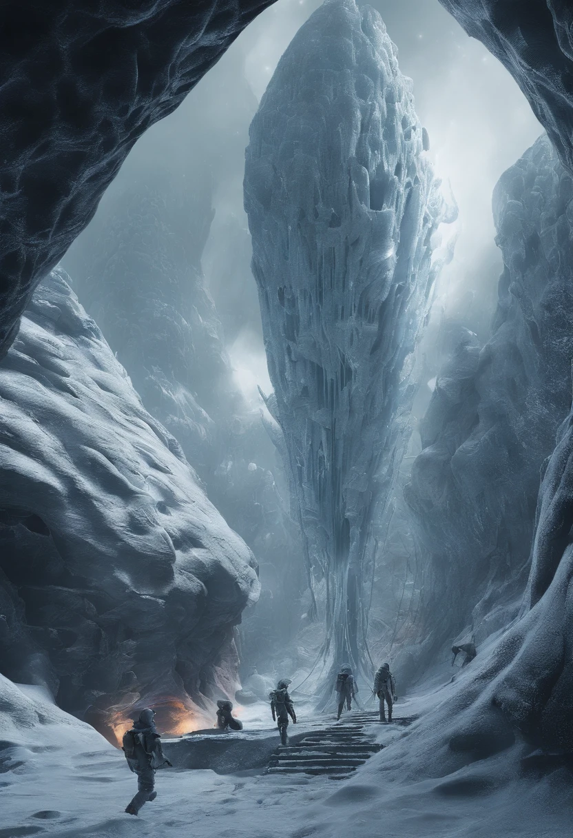 ice cave、Transparent Ice Wall、Search for alien eggs、Enter an unknown cave in search of alien eggs、Crashed spacecraft、Broken spaceship、Freezing a spacecraft、There are alien eggs、There are scary alien eggs、There are countless alien eggs in the spaceship、There are countless alien eggs
