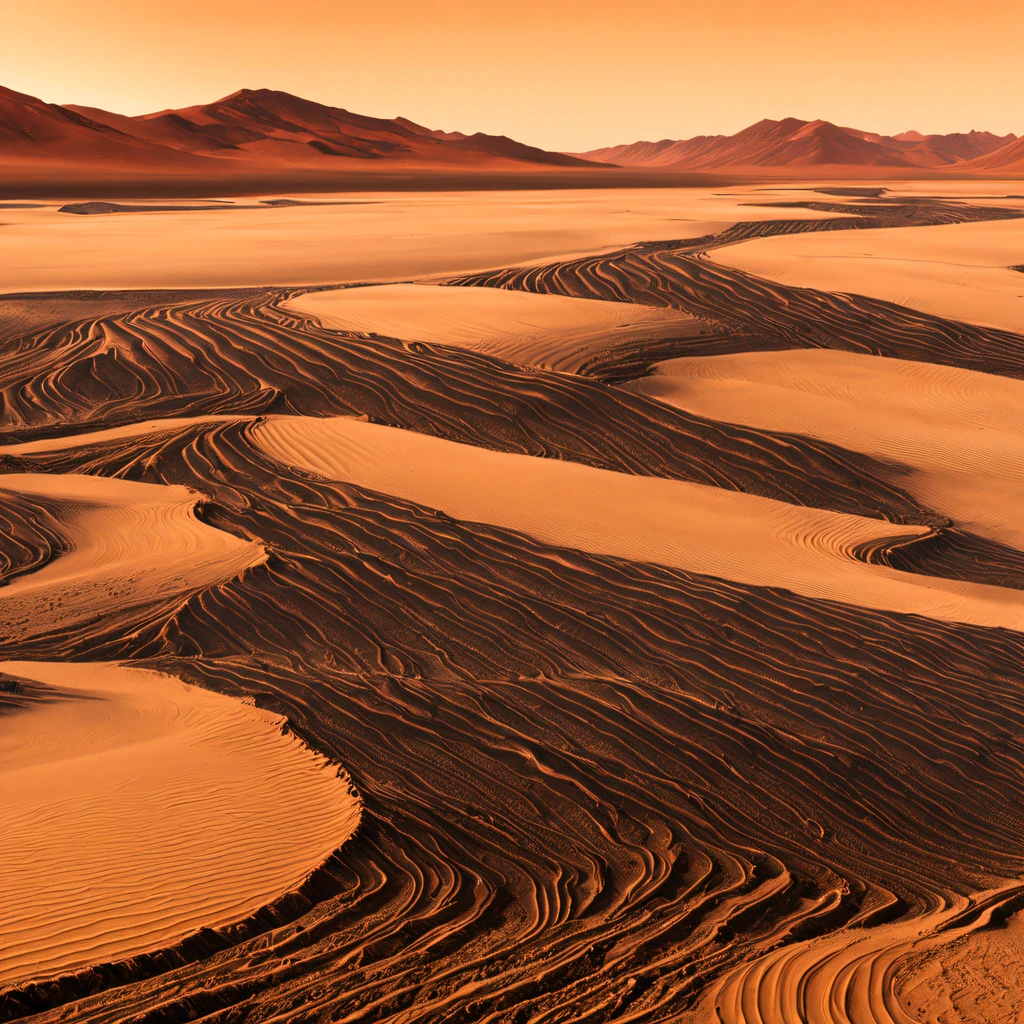 filmposter，Movie poster of the alluvial plains of the desert river on Mars，The alluvial plains of the desert river on Mars