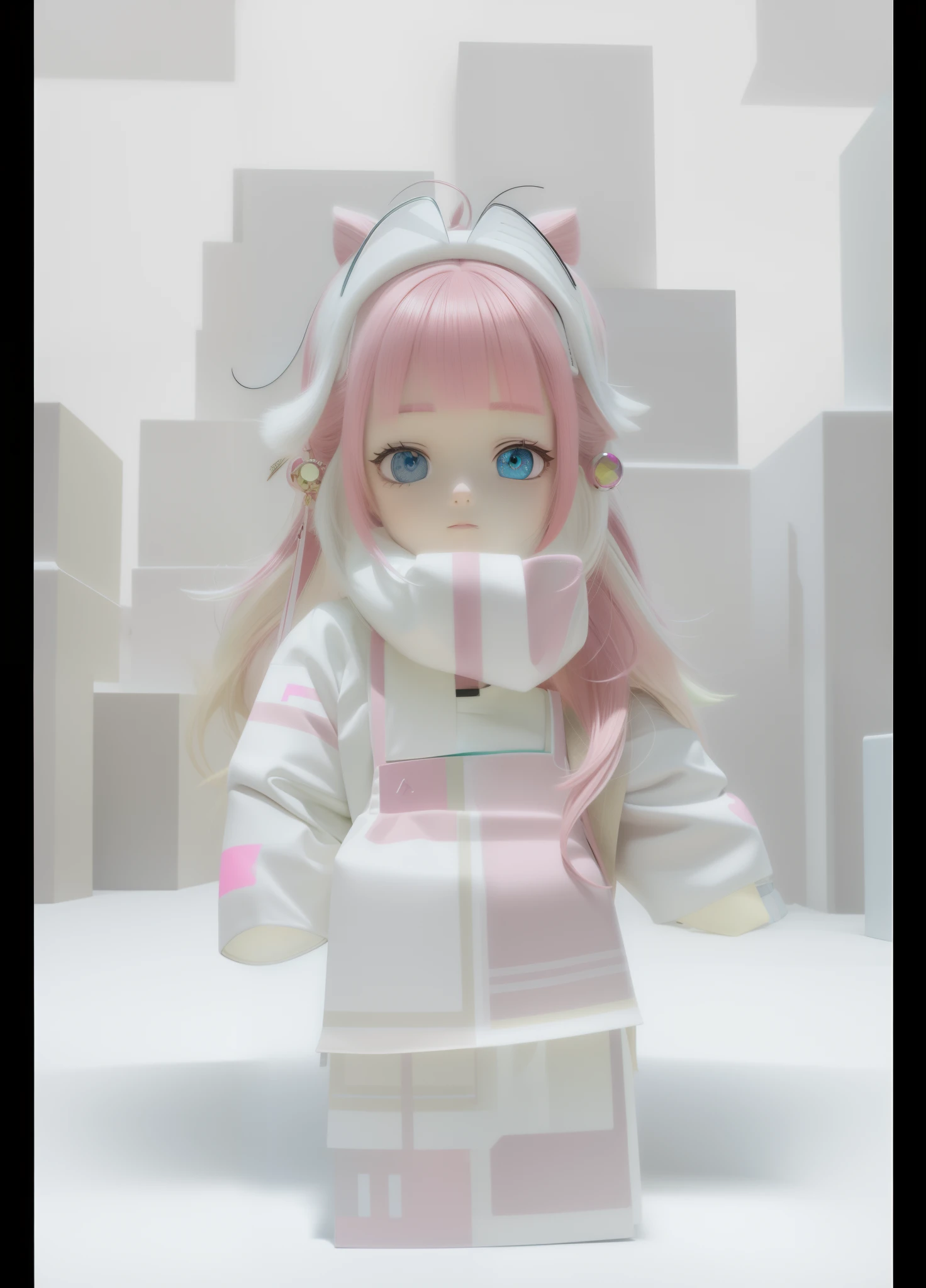 there is a cartoon image of a girl with pink hair, anime styled 3d, stylized anime, anime stylized, anime style. 8k, roblox avatar, render of a cute 3d anime girl, pale young ghost girl, 3d anime girl, anime barbie in white, low quality sharpened graphics, pink twintail hair and cyan eyes, 3D format, GFX roblox