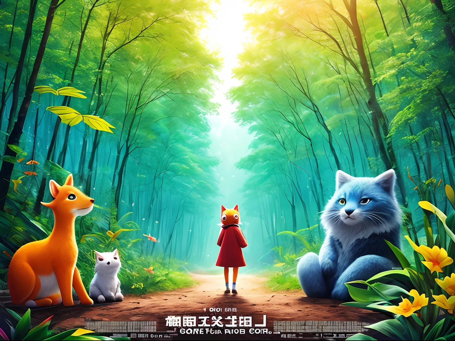 Design movie posters,(There is no text),Screening of animal-themed films。Various animal characters will appear in the poster,They live in a forest full of life and vitality。The colors of the poster will be bright and vibrant,Full of nature,Emphasize the theme of the film。The whole poster will be fun and engaging,Let the audience look forward to the movie。 --AR 16:9 --s 500 --v 5 --q 2