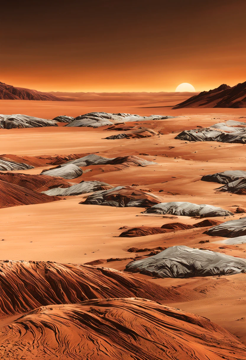 filmposter，Movie poster of the alluvial plains of the desert river on Mars，The alluvial plains of the desert river on Mars