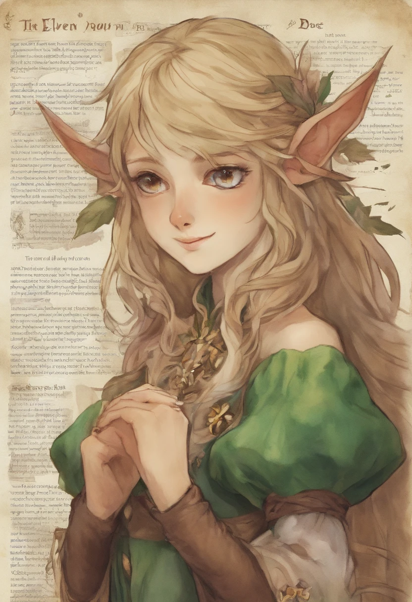 1 The elven girl held out a finger,Point forward,standing on your feet,1 wolf,The background is forest,facing at camera,Faraway view,Long shots