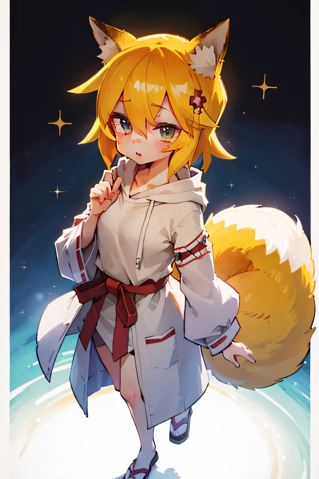 Volumetric Lighting, Best Shadows, Portrait Of Stunningly Beautiful Girl, Petite, Delicate Beautiful Attractive Face With Alluring Blue Eyes, Medium chest, Medium breasts, Short brown hair, Slim Waist, Standing, (Highest Quality, Amazing Details:1.25), (Solo:1.3), Brilliant Colorful Paintings, anime character with a fox tail, a beautiful fox lady, a beautiful kitsune woman, full body, cowprint hoodie, hoodie, white hoodie, absurdres, extreme detail, blushing, detailed eyes, (shaded), (detailed lighting), (cinematic lighting), (masterpiece, hi res, RAW photo, high resolution, high details, best quality), high definition, (high sharpness:1.3)