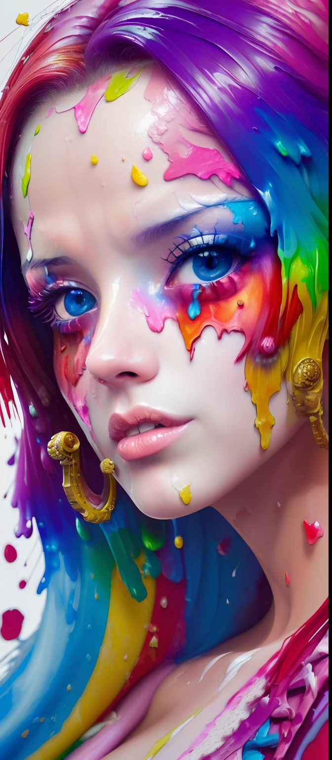 (level difference:1.8),(Paint colliding and splashing on the canvas),(depth of field),1girl's side face blends into it,(side face),open mouth,(liquid paint rainbow hair:1.1) made of paint and defies gravity,thick flowing,(paint splatter:1.3),Liquid state,stunningly beautiful, masterpiece, detailed background,ultra high quality model, ethereal background,abstract beauty, explosive volumetric, oil painting,heavy strokes,Romantic lighting,Sub-Surface Scatterring,lens 135mm,f1.8,glow,8k,high resolution, dreamy,ray tracing,hdr,god rays, ((Boa hancock one piece,)) red painting,