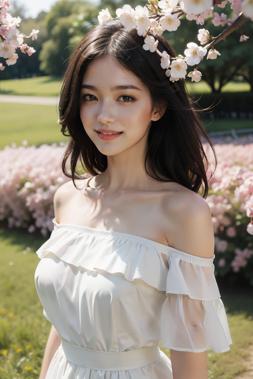 A woman in a white dress standing in front of a tree - SeaArt AI