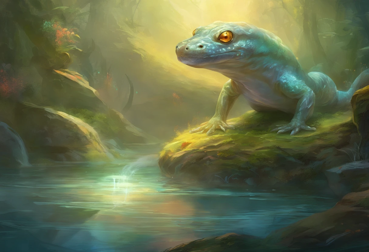 Giant Ghost Salamander, Transparent, Massive Amphibian, Ghost Salamander, Ghost/Water types