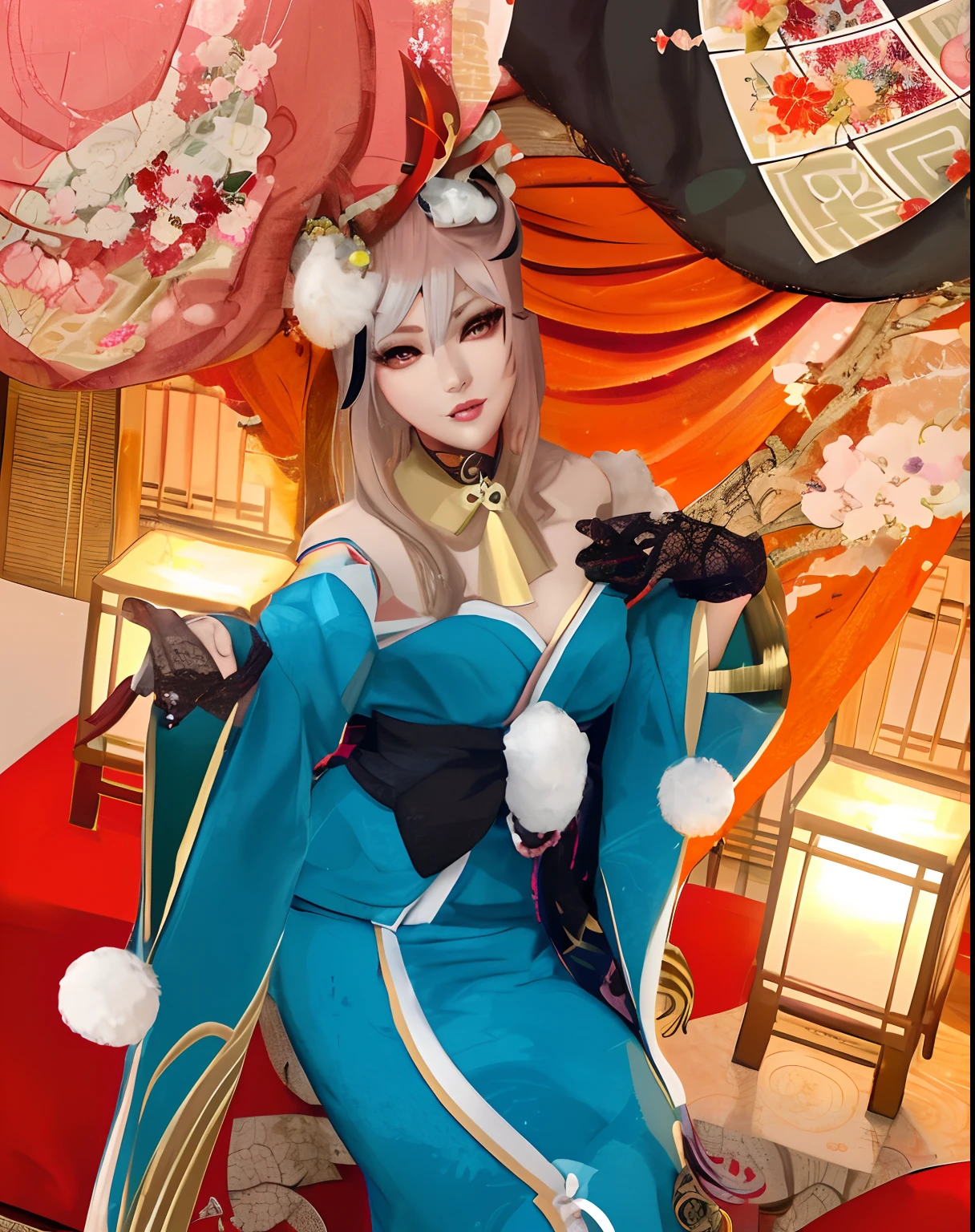 Asian crossdresser, miss hina, genshin impact, small penis, girl with penis, crossdresser, shemale, high quality photo, high resolution, beautiful eyes, sexy lips, pink lips, kimono, kimono robe, cosplay