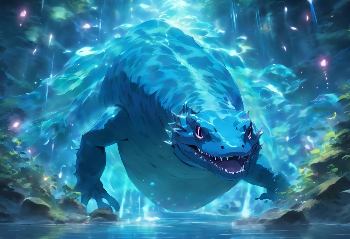 Giant Ghost Salamander, Transparent, Massive Amphibian, Ghost Salamander, Ghost/Water types, Spirit, Haunting, Fantasy Horror