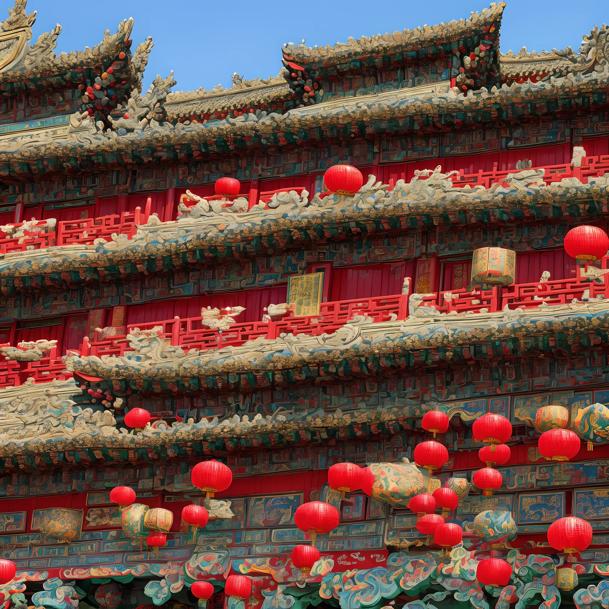 China, antique, daylight, Beautiful lighting., Flowers Blown, Wooden balcony, Round window, Lantern Festival, Masterpiece, Nice picture