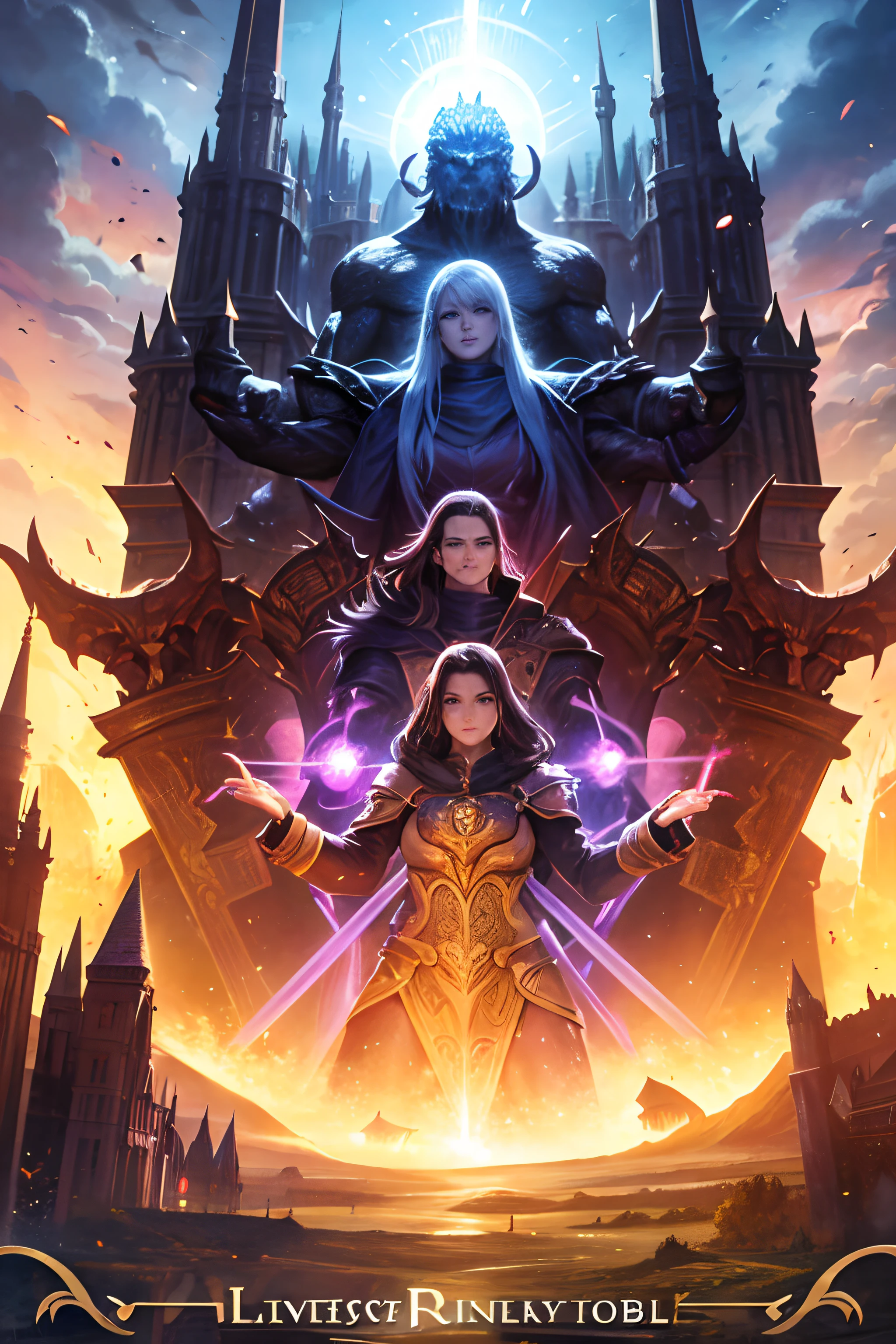 Cover for universal RPG rulebook. Fantasy and Science Fiction. No characters.