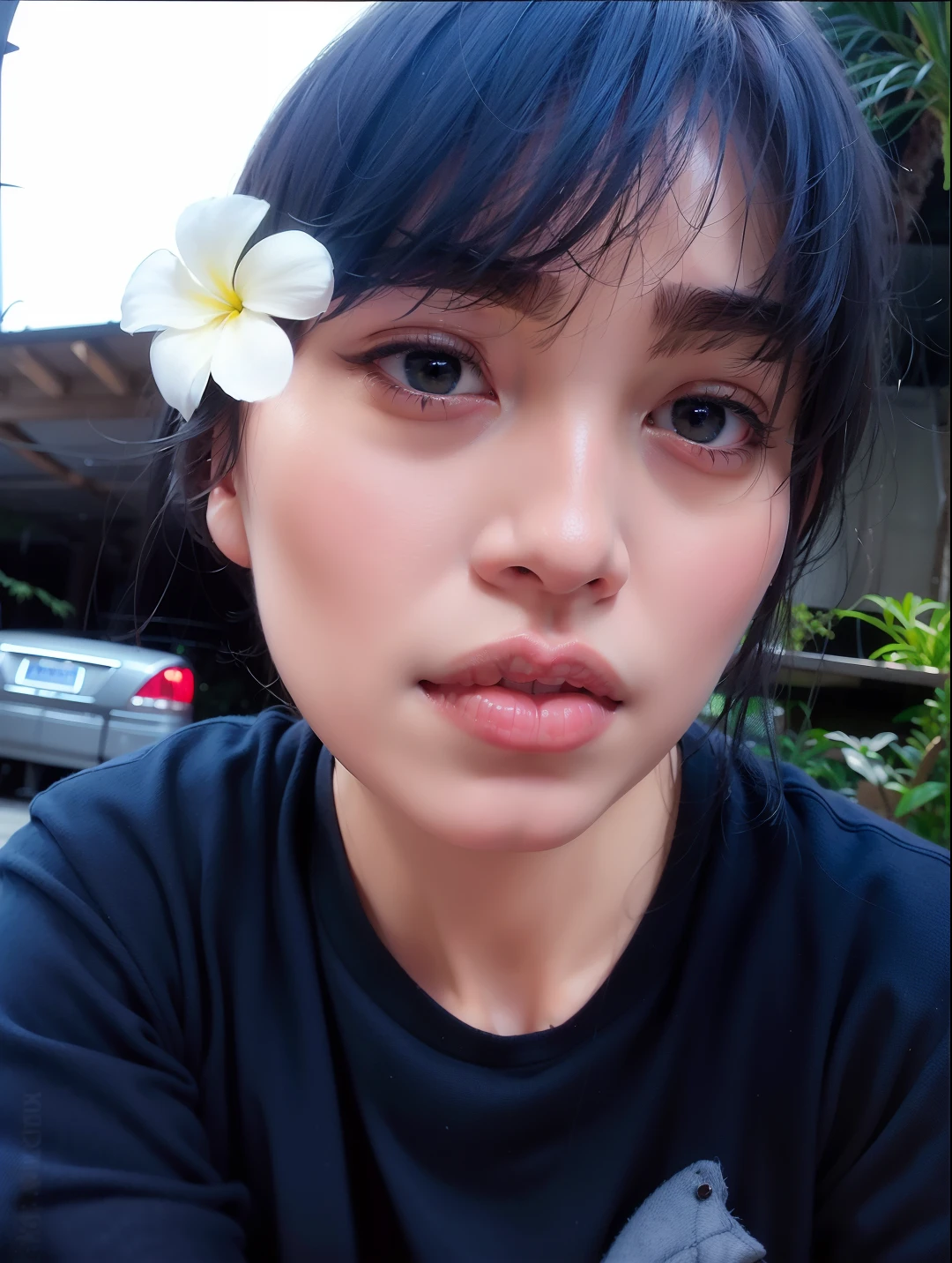 (RAW style, masterpiece, best quality, ultra-detailed), posting outdoor, deep V sweater, big breast, beautiful night, cheerfully and happy, clear sky, analog style, (skin texture, film grain), cinematic light, sidelighting, ultra high res